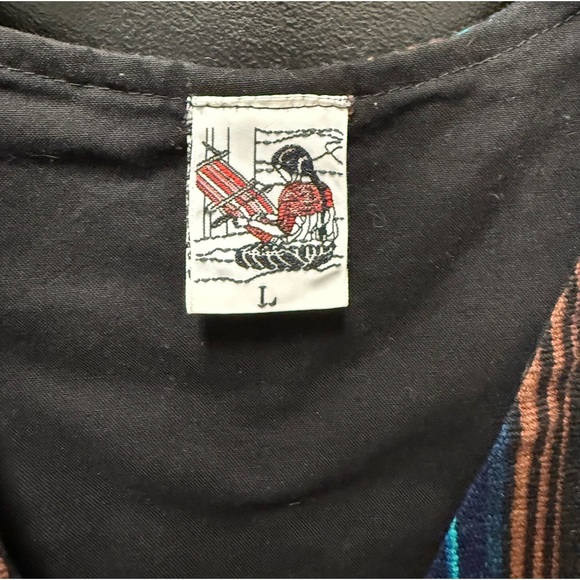 Vintage Woven Ikat Stripe Button Vest – Size Large - Picture 2 of 5